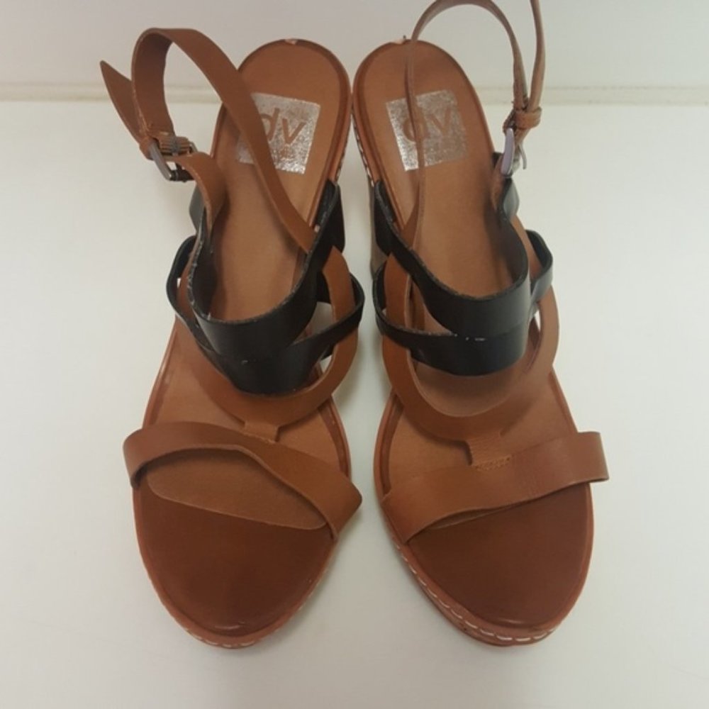 black and cognac wedge shoes